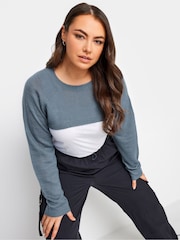 Yours Curve Blue Raglan Armwarmer Jumper - Image 1 of 4
