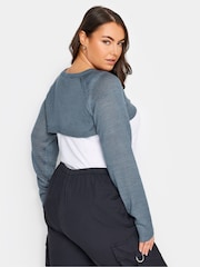Yours Curve Blue Raglan Armwarmer Jumper - Image 2 of 4