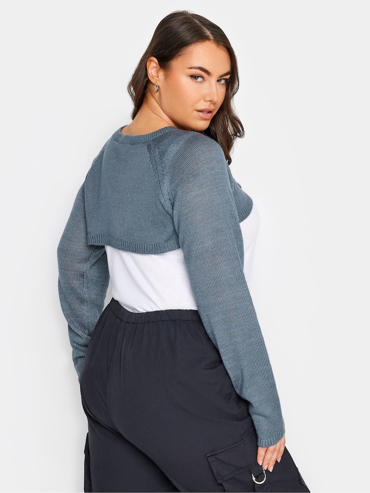 Yours Curve Blue Raglan Armwarmer Jumper - Image 2 of 4