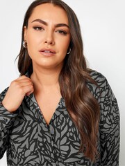 Yours Curve Grey Swirl Print Shirt - Image 8 of 8