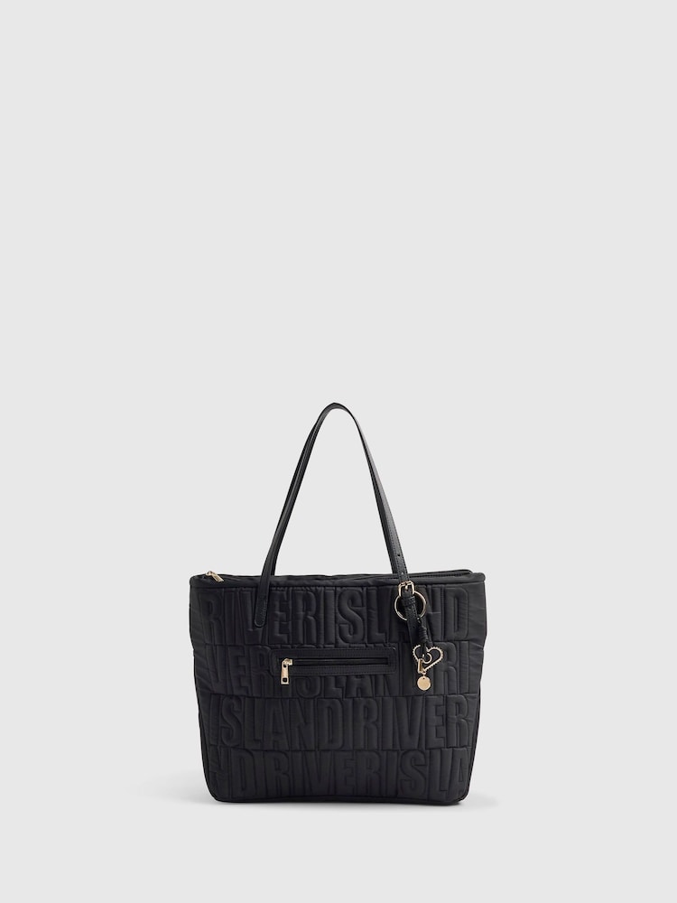 River Island Black Quilted Shopper Bag - Image 2 of 6 River Island Black Quilted Shopper Bag - Image 2 of 6