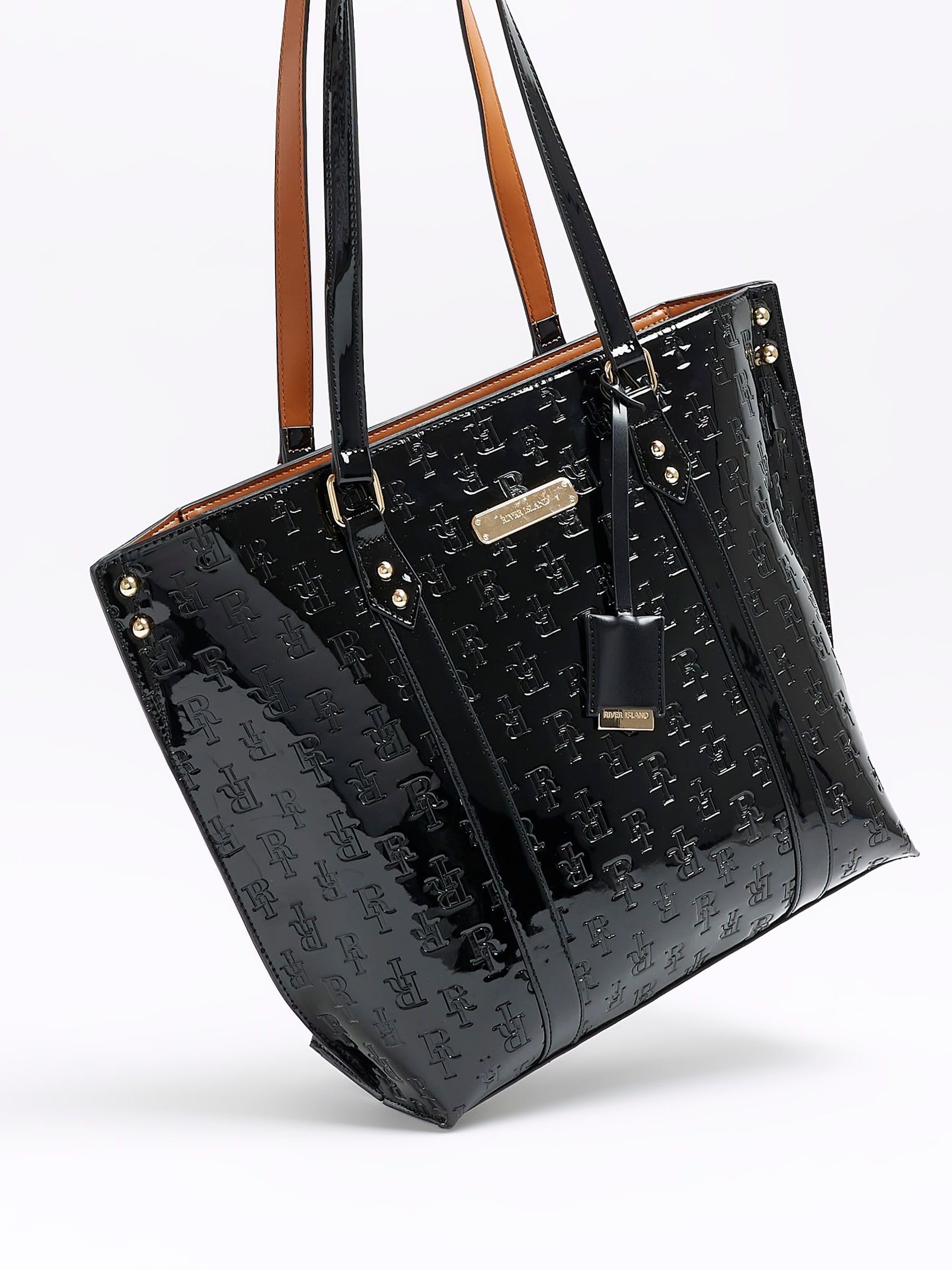River island black monogram bag clearance