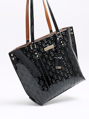 River Island Black Monogram Pinch Shopper Bag - Image 6 of 6