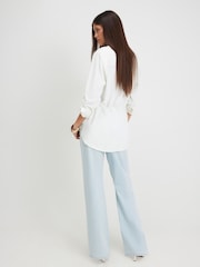 River Island Cream Soft Crepe Drawstring Waist Shirt - Image 2 of 4