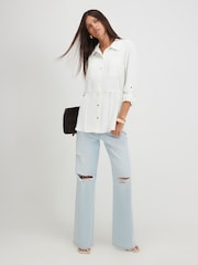 River Island Cream Soft Crepe Drawstring Waist Shirt - Image 3 of 4