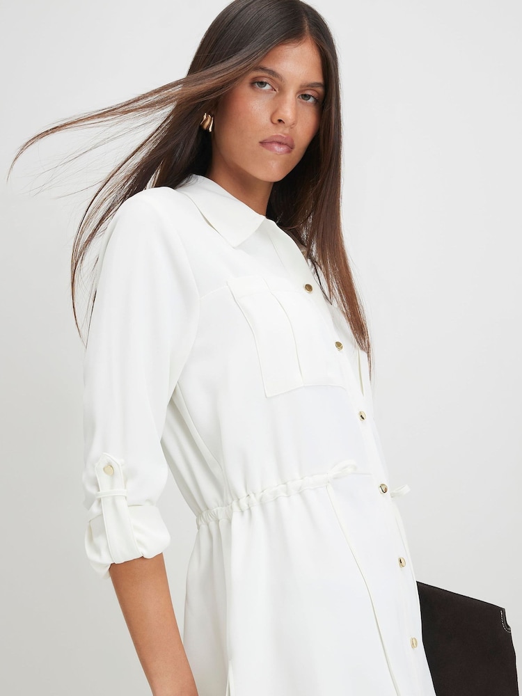River Island Cream Soft Crepe Drawstring Waist Shirt - Image 4 of 4