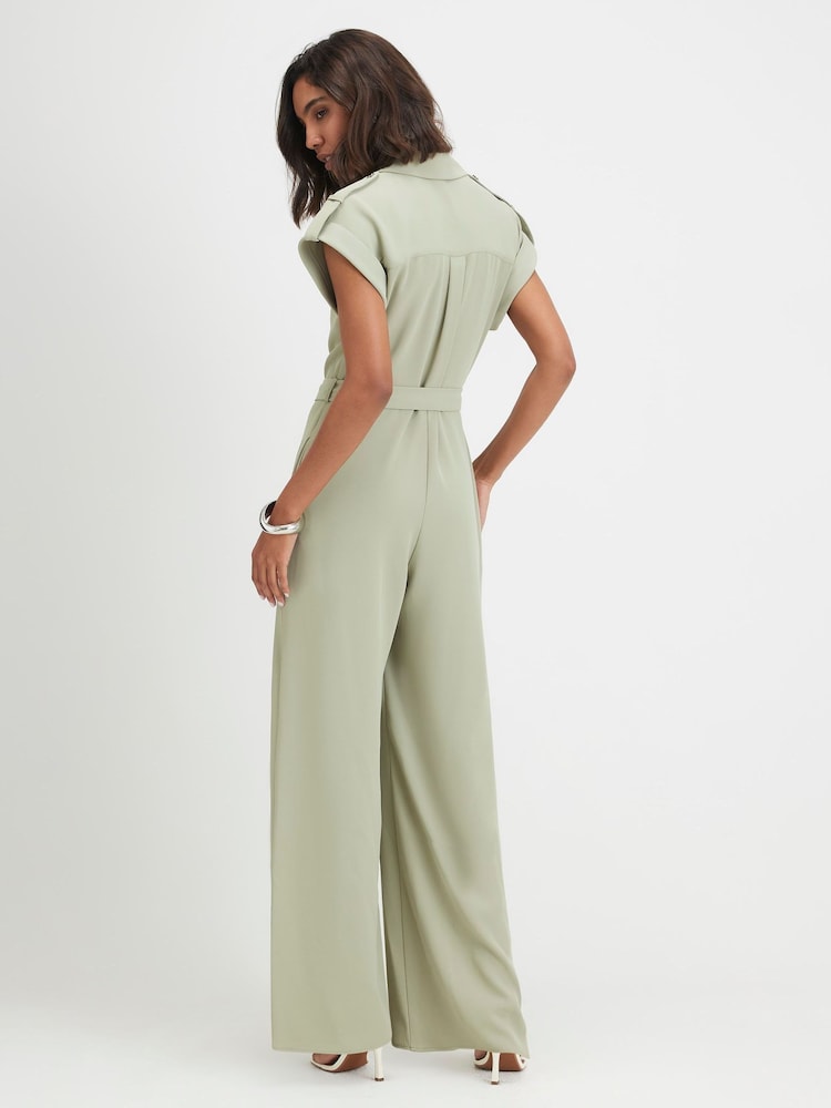 River Island Green Twill Zip Front Jumpsuit - Image 2 of 4 River Island Green Twill Zip Front Jumpsuit - Image 2 of 4
