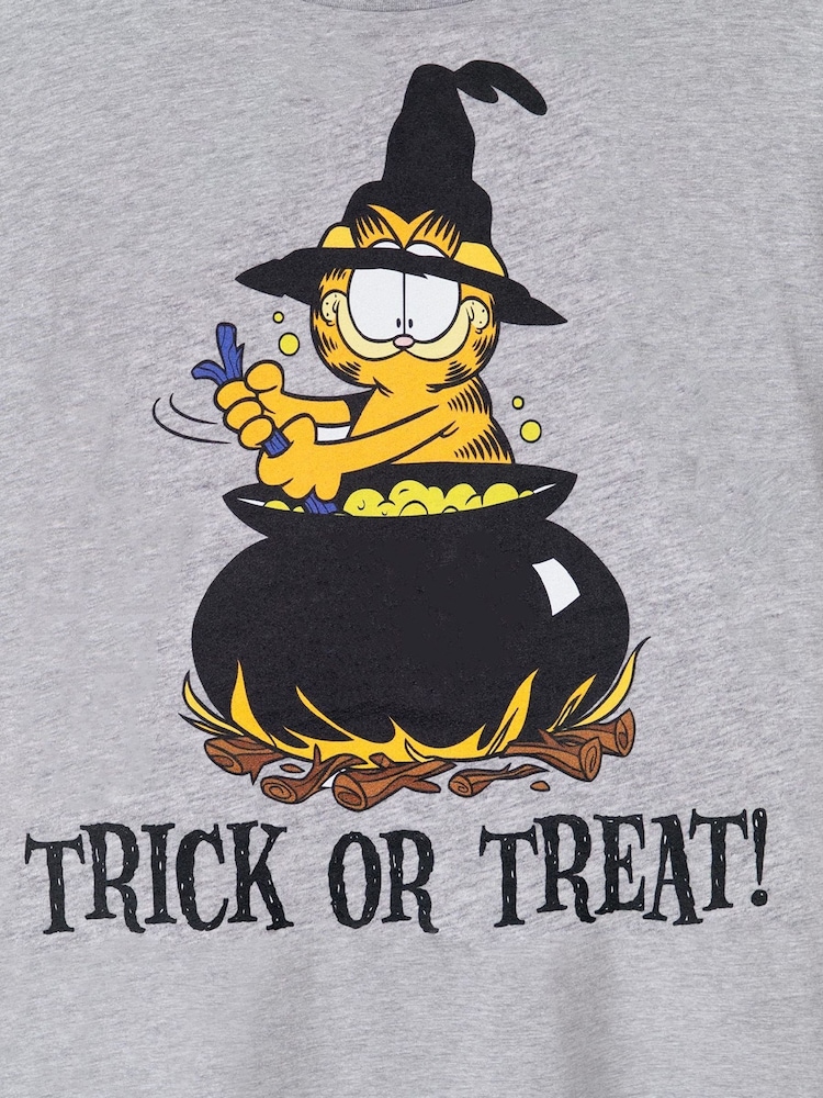 Vanilla Underground Grey Garfield Trick Or Treat Short Sleeved T-Shirt - Image 2 of 5 Vanilla Underground Grey Garfield Trick Or Treat Short Sleeved T-Shirt - Image 2 of 5