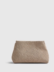 River Island Cream Suede Woven Clutch Bag - Image 2 of 6