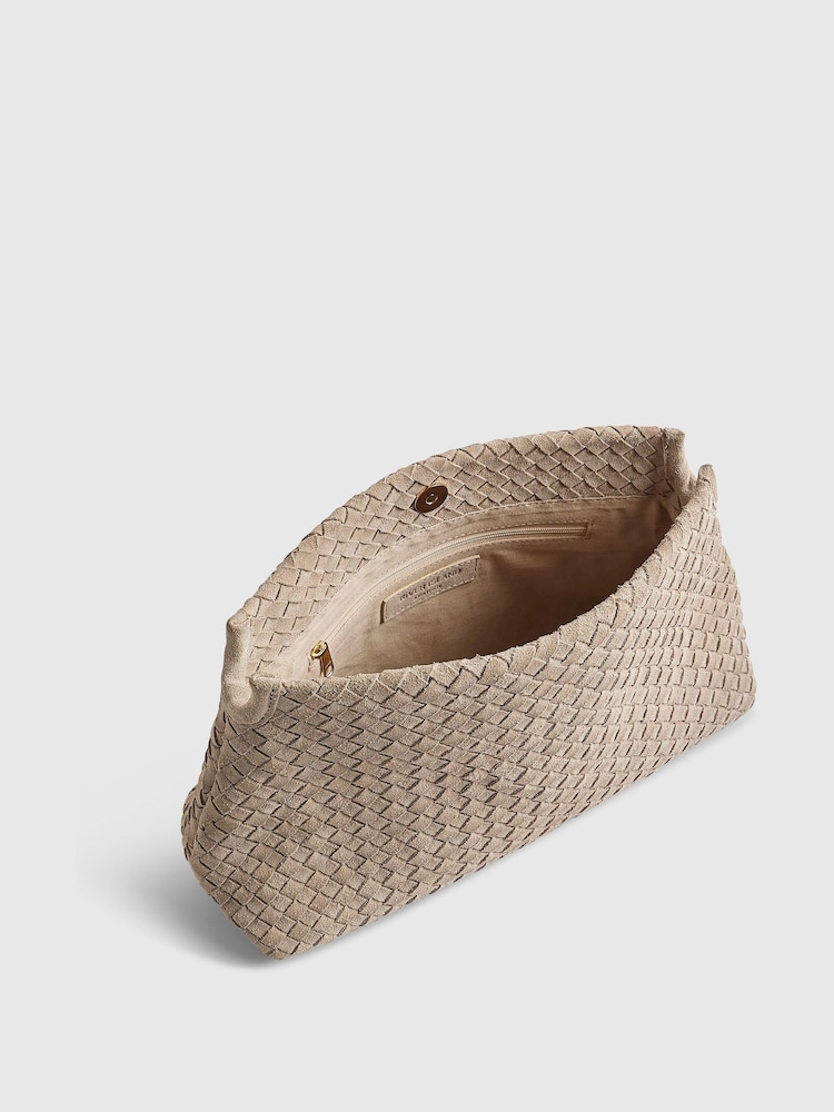 River Island Cream Suede Woven Clutch Bag - Image 6 of 6