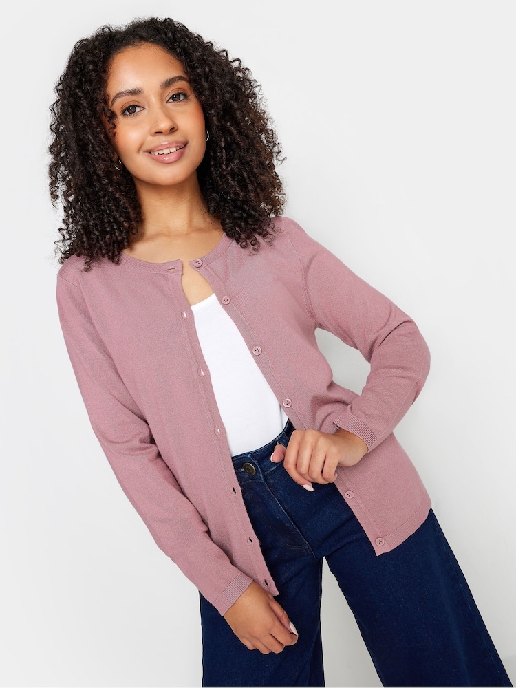M&Co Pink Petite Knitted Button Down Cardigan - Image 1 of 4