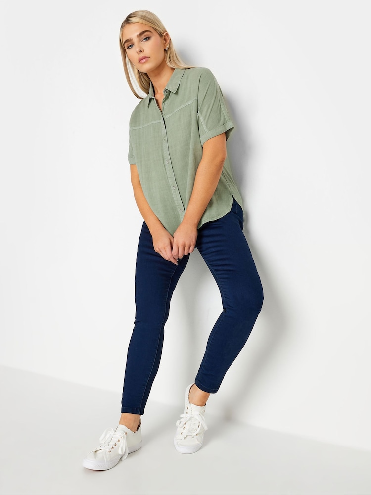 M&Co Green Chambray Short Sleeve Shirt - Image 1 of 4