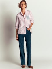 Boden Pink Stripe Sienna Relaxed Cotton Shirt - Image 1 of 6