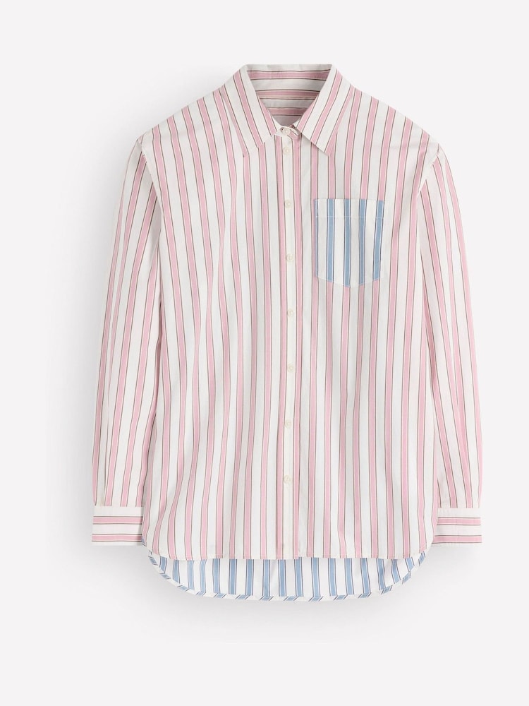 Boden Pink Stripe Sienna Relaxed Cotton Shirt - Image 6 of 6