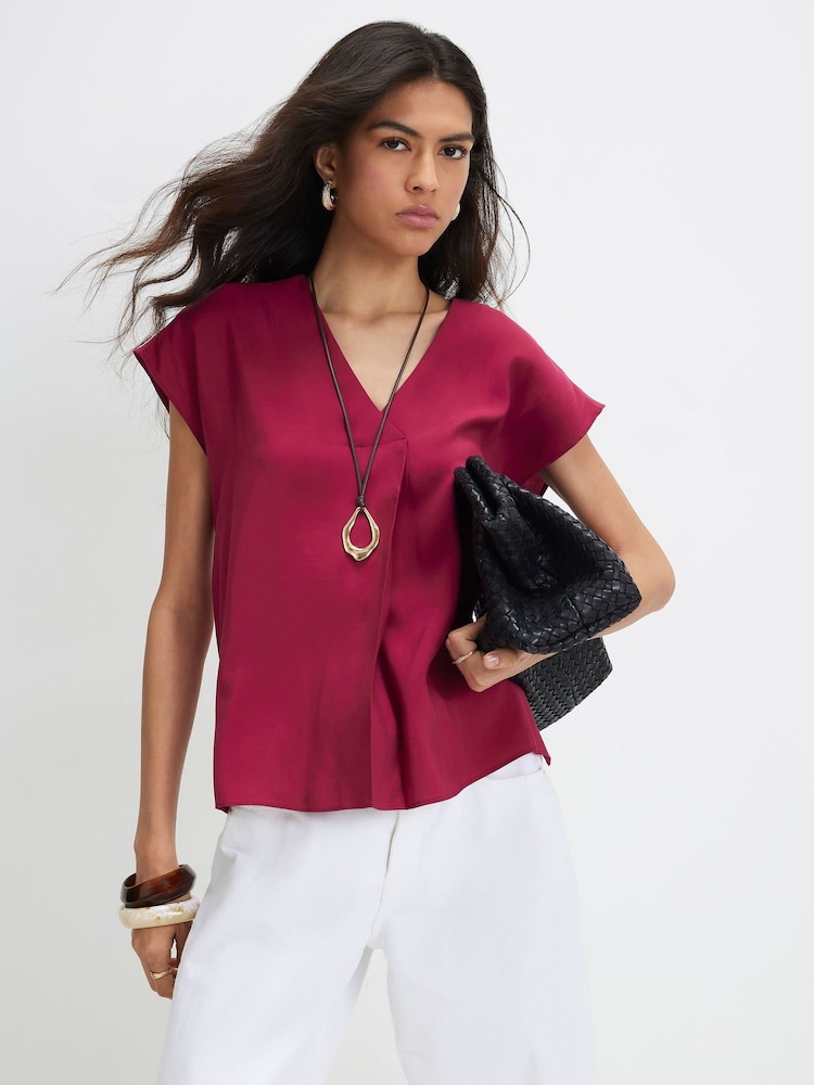 River Island Red Cupro Sleeveless Top - Image 1 of 4 River Island Red Cupro Sleeveless Top - Image 1 of 4