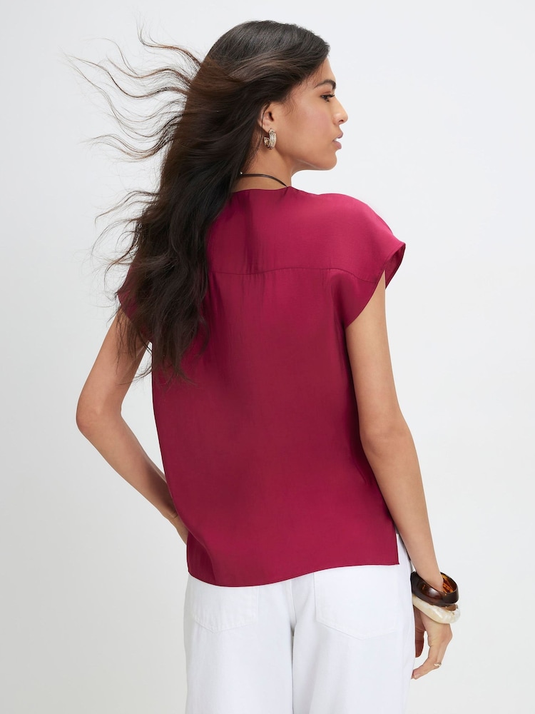 River Island Red Cupro Sleeveless Top - Image 2 of 4 River Island Red Cupro Sleeveless Top - Image 2 of 4