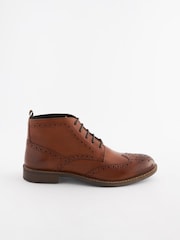 Tan Brown Leather Brogue Ankle Boots - Image 2 of 7
