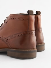 Tan Brown Leather Brogue Ankle Boots - Image 3 of 7