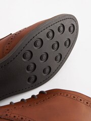 Tan Brown Leather Brogue Ankle Boots - Image 4 of 7