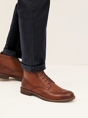Tan Brown Leather Brogue Ankle Boots - Image 7 of 7