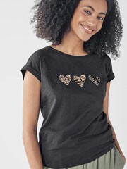 Black Animal Heart Short Sleeve T-Shirt - Image 1 of 5