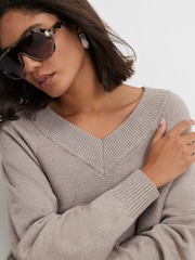 River Island Brown Cotton V-Neck Jumper - Image 4 of 4