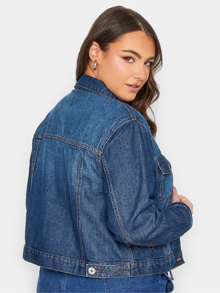 Yours Curve Blue 100% Cotton Classic Denim Jacket - Image 2 of 4