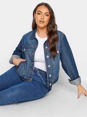 Yours Curve Blue 100% Cotton Classic Denim Jacket - Image 3 of 4