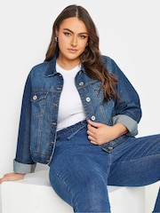 Yours Curve Blue 100% Cotton Classic Denim Jacket - Image 4 of 4