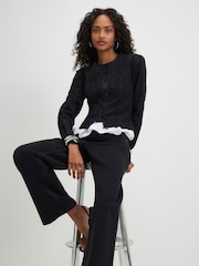 River Island Black Denim Embroidered Drummer Jacket - Image 4 of 4