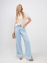 River Island Pink Short Sleeve Ruffle Blouse - Image 2 of 4
