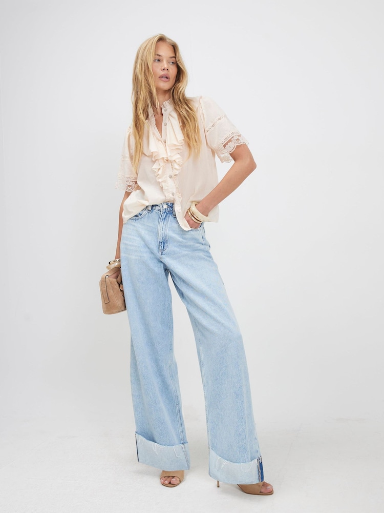 River Island Pink Short Sleeve Ruffle Blouse - Image 2 of 4