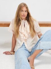 River Island Pink Short Sleeve Ruffle Blouse - Image 3 of 4