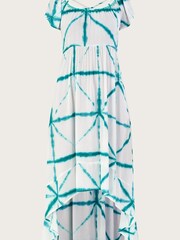 Monsoon Tie Dye Cross Print High Low White Dress in LENZING™ ECOVERO™ - Image 4 of 4