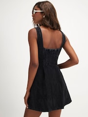 River Island Black Denim Embroidered Swing Dress - Image 4 of 4