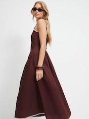Плиссированное платье миди из поплина River Island - Изображение 2 4
