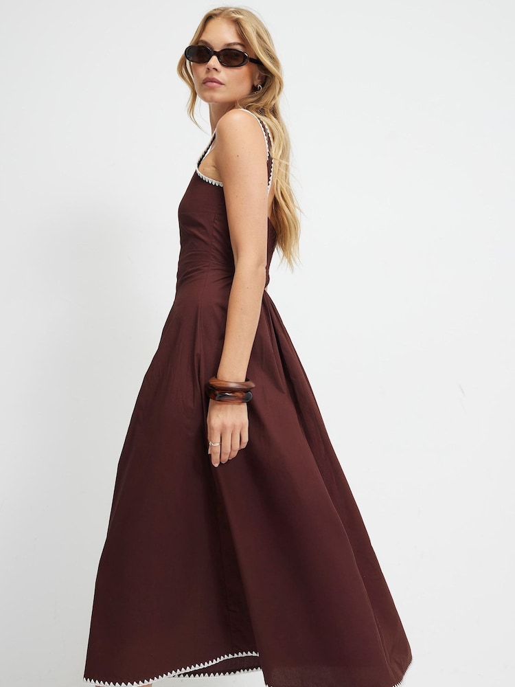 Плиссированное платье миди из поплина River Island - Изображение 2 4
