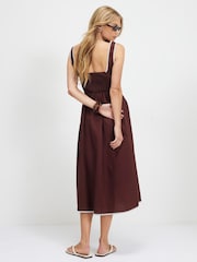Плиссированное платье миди из поплина River Island - Изображение 4 4