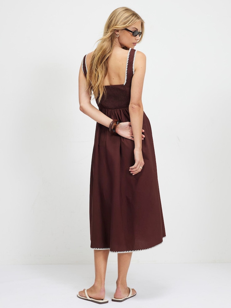 Плиссированное платье миди из поплина River Island - Изображение 4 4