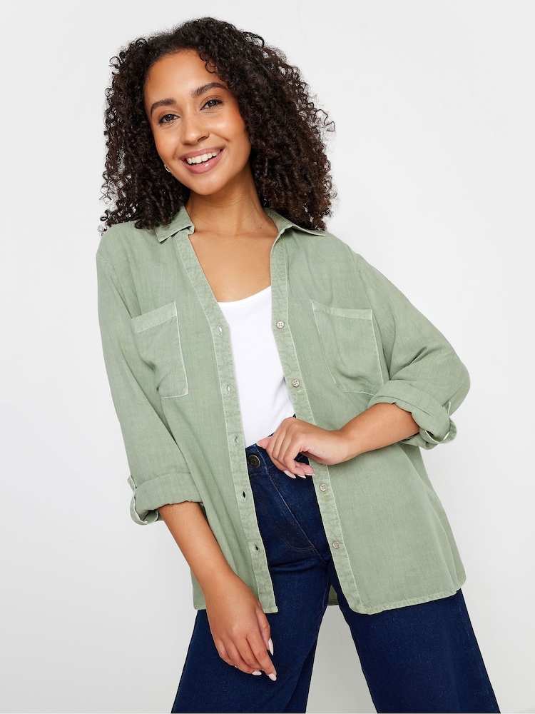 M&Co Green Petite Button Up Shirt - Image 1 of 5