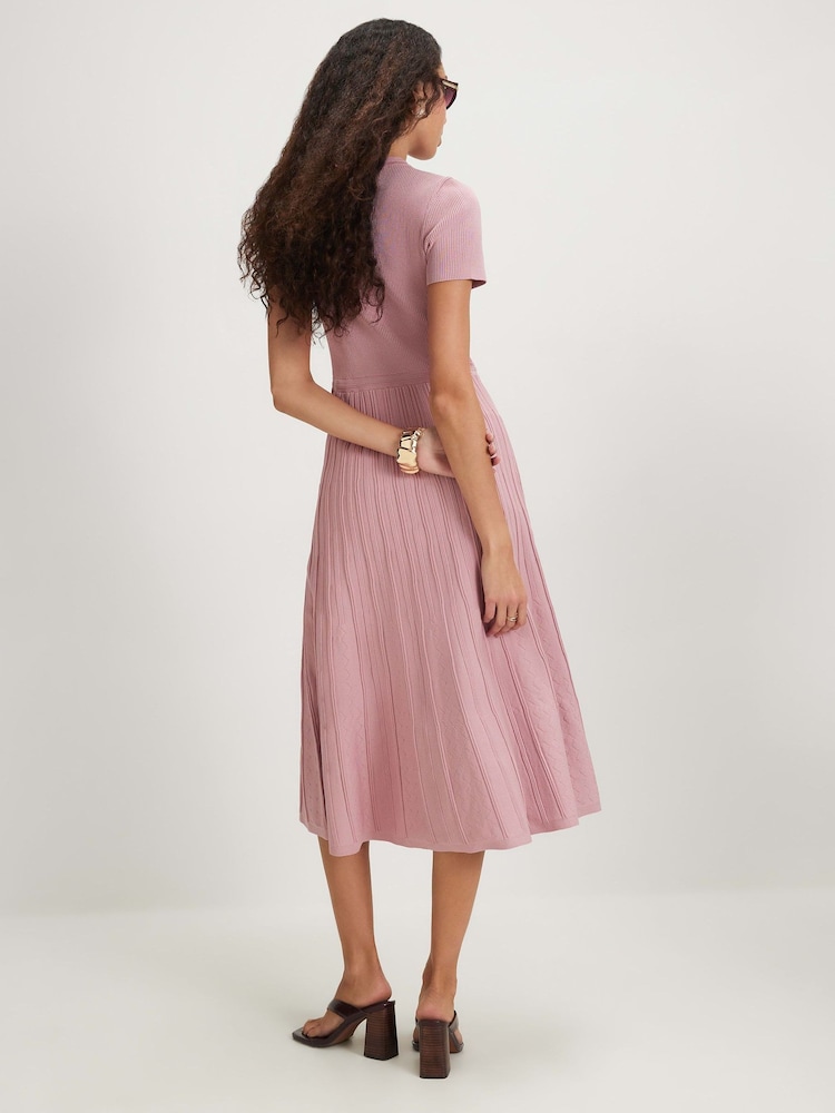 River Island Pink Pointelle Midi Dress - Image 2 of 4