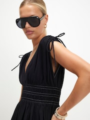 River Island Black Cutwork Hem Midi Dress - Image 3 of 4