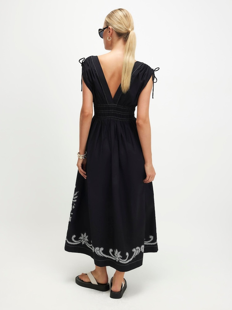 River Island Black Cutwork Hem Midi Dress - Image 4 of 4