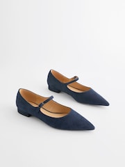 Navy Blue Forever Comfort® Point Toe Mary Jane Shoes - Image 4 of 10