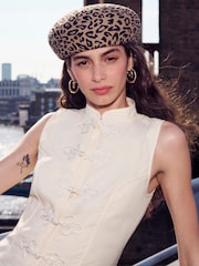 River Island Brown Leopard Wool Felt Pill Box Hat - Image 1 of 4