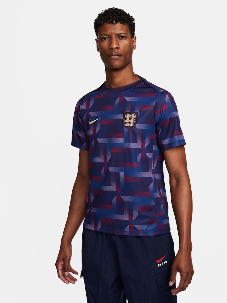 Nike Purple Dri-FIT England Academy Pre Match T-Shirt - Image 1 of 6