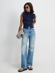 صديري محبوك مضلع بياقة قمعية من River Island - صورة 1 من 4