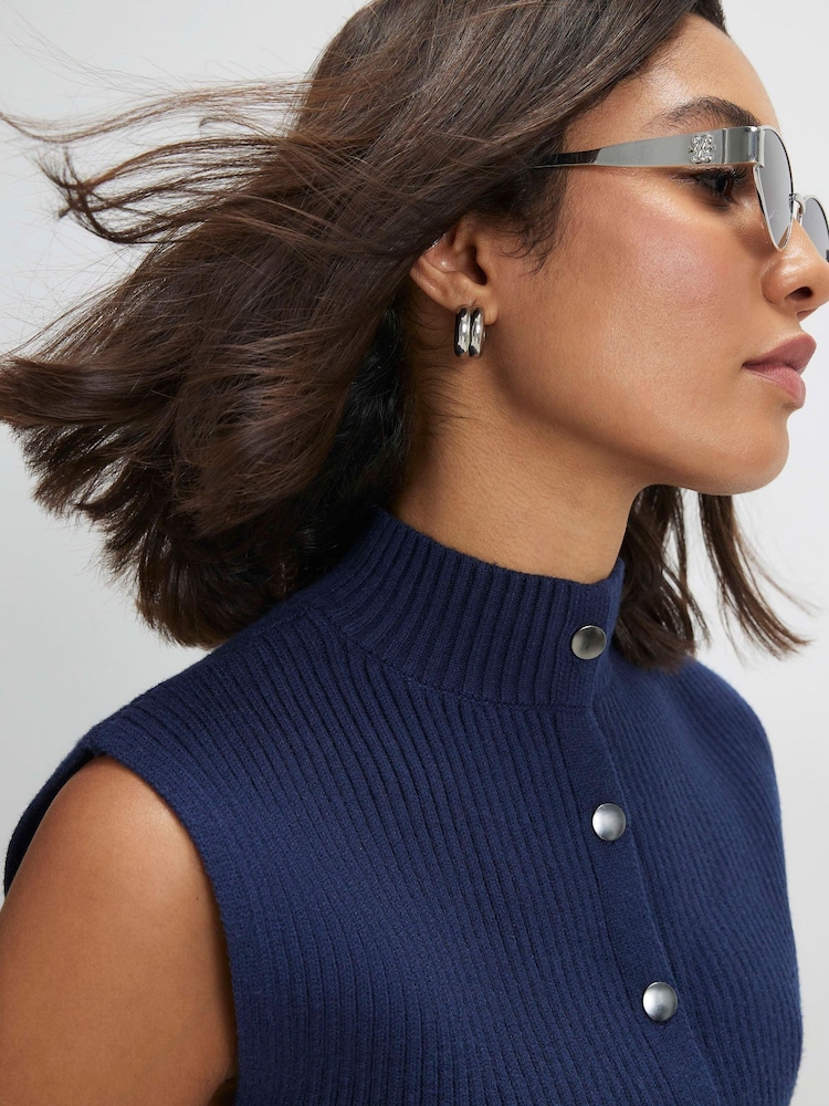 صديري محبوك مضلع بياقة قمعية من River Island - صورة 2 من 4