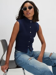 صديري محبوك مضلع بياقة قمعية من River Island - صورة 3 من 4
