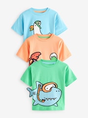 Blau/Grün - Kurzarm-T-Shirts mit Figuren aus 100 % Baumwolle im 3er-Pack (3M.–7J.) - Bild 1 von 6